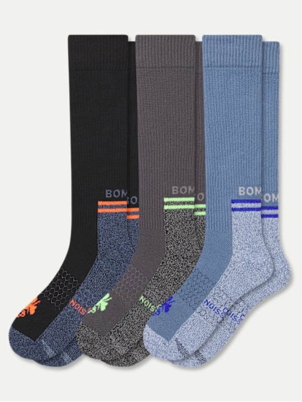 Bombas Men's Performance Compression Knee High Sock - 3 Pairs (20-30mmHg)